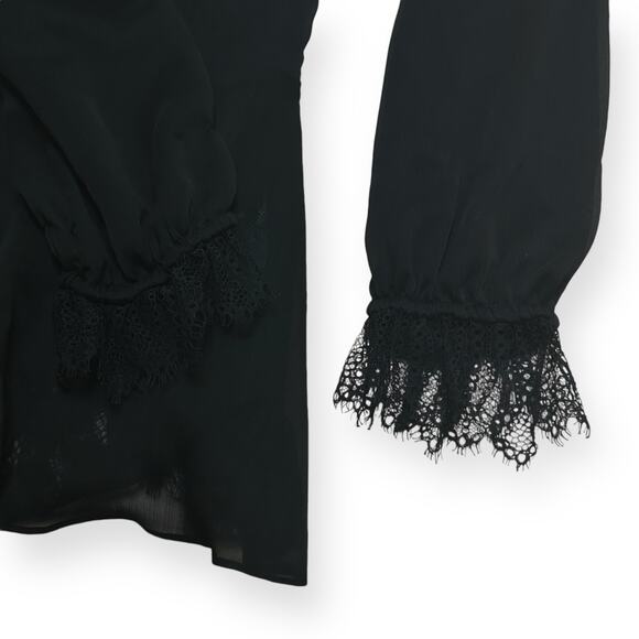 THE KOOPLES Sheer Lace Top Corset Ribbon Blouse Peplum Black Dark Romance Sexy - Picture 10 of 13